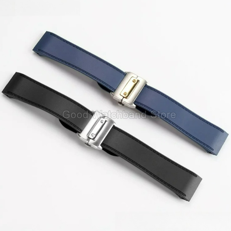 Cartier Watch Santos - حزام ساعة مطاطي عالي الجودة باللون
