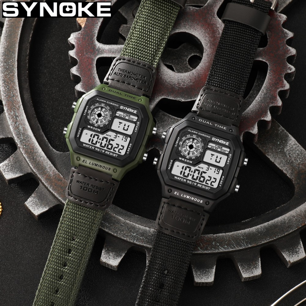Synoke ساعة رقمية عسكرية خارجي - مراجعة Canvas Strap Watch وسعره